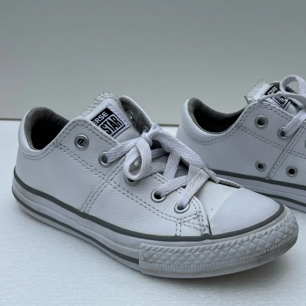 Converse Kids All Star White Leather Shoes 13